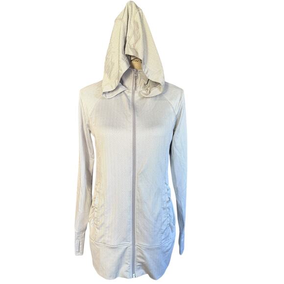 Mondetta White Gray Chevron Yoga Hooded Jacket Size Small EUC - Picture 2 of 7